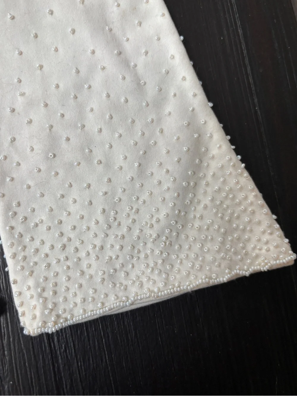 Vintage  50’s White Beaded Long  Gloves